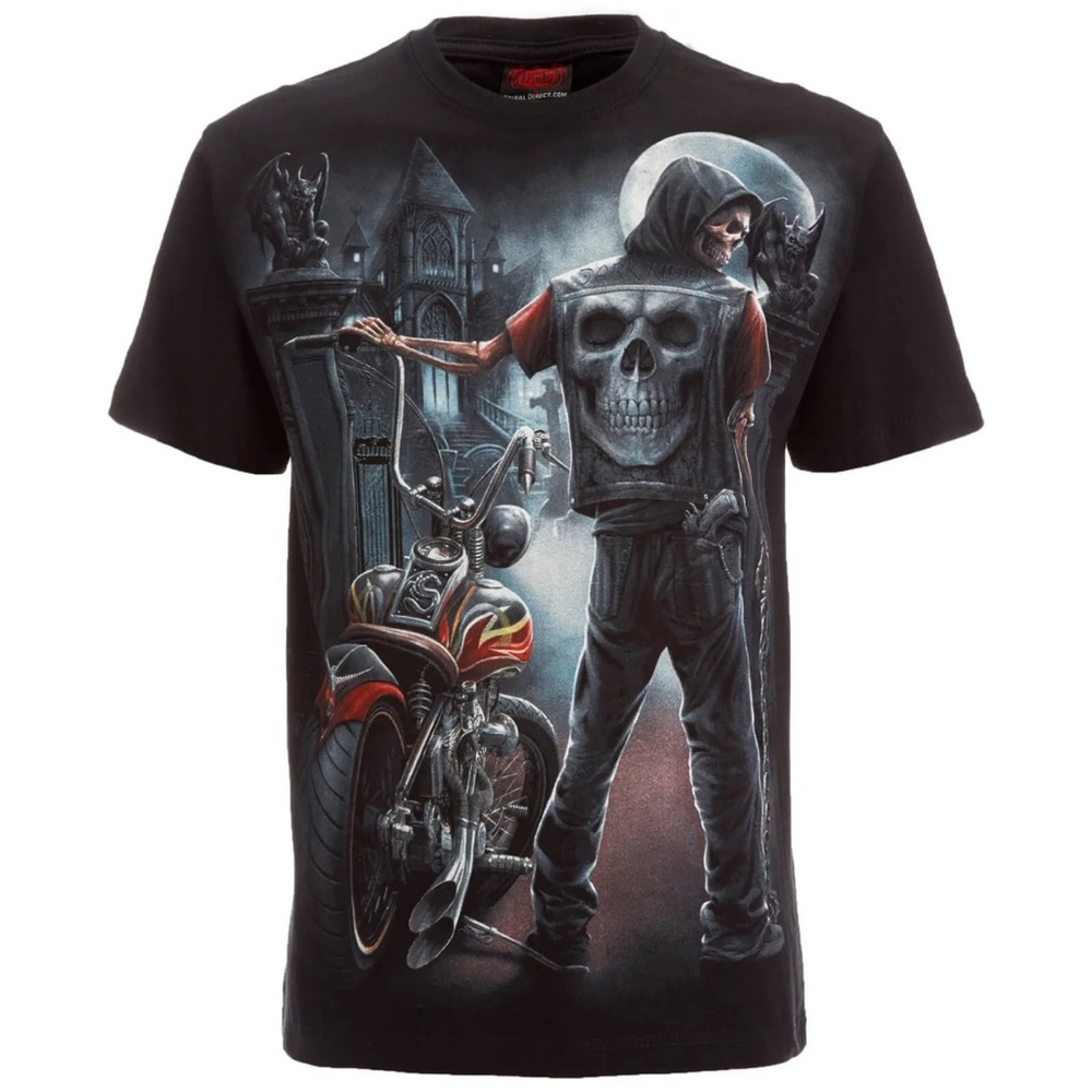 Black Motorcycle Biker Grim Reaper Skull Skeleton